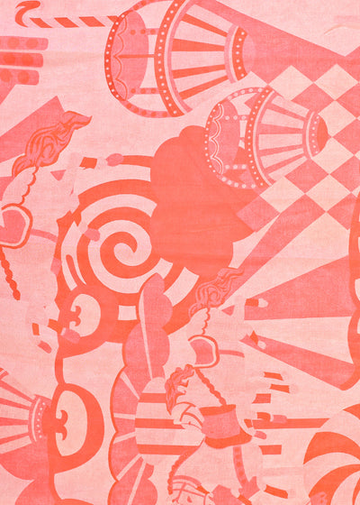 Pink Organza Fabric with All Over Abstract Print 14617