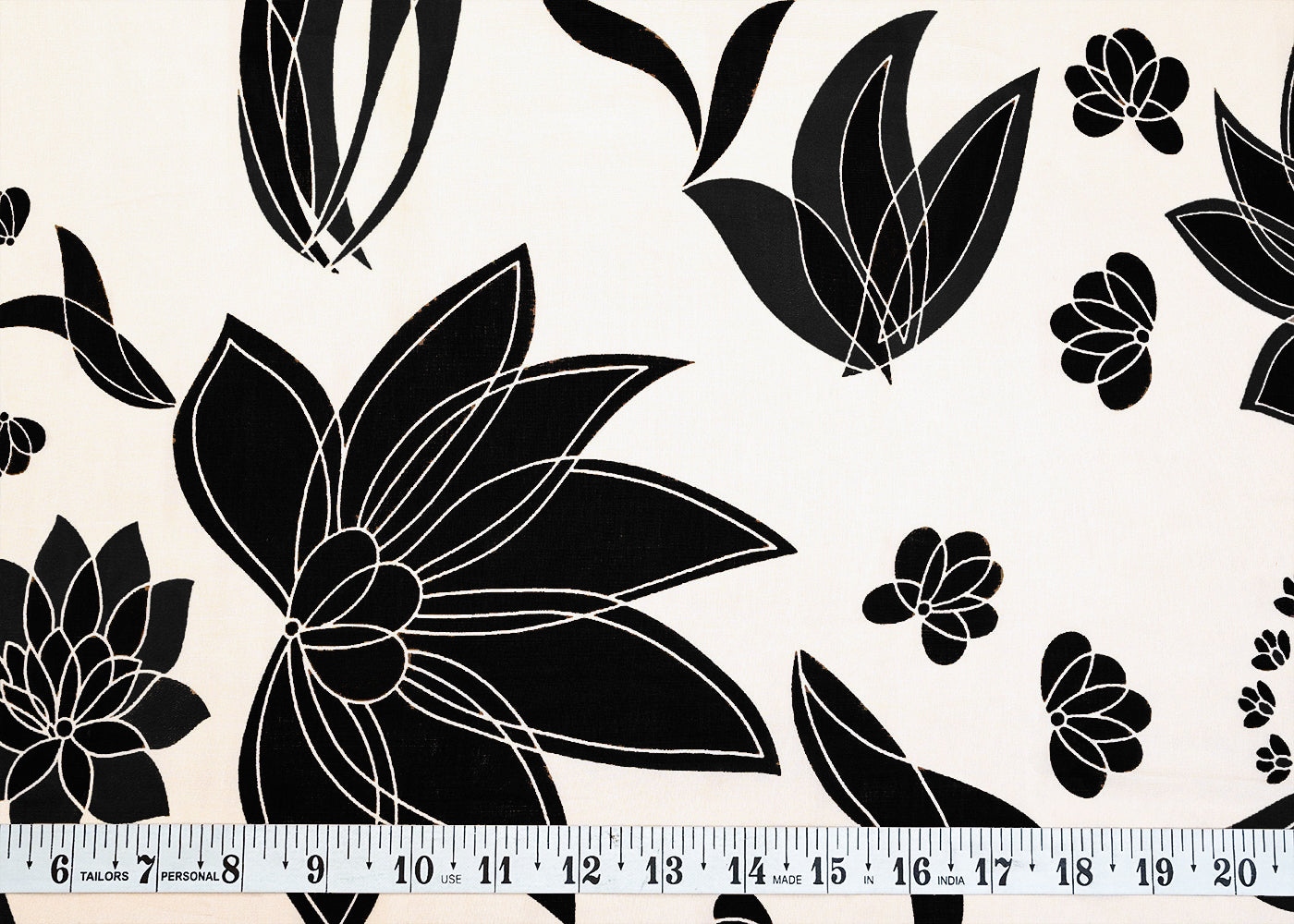 White Organza Fabric with All Over Abstract Print 14648