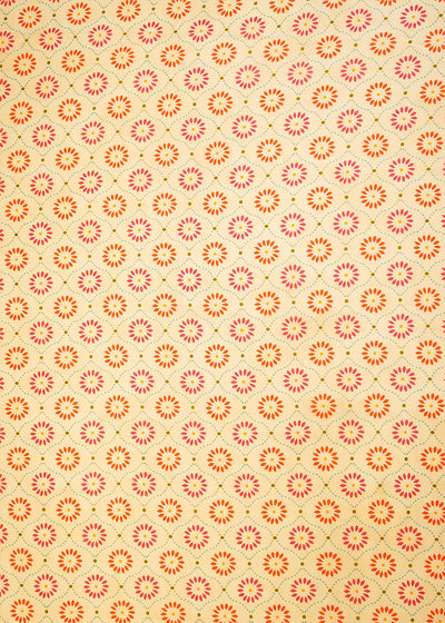 Light Yellow Organza Fabric with All Over Traditional Print 14687