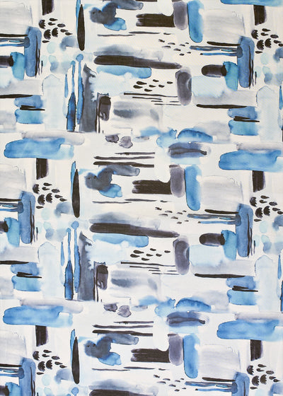 Blue Organza Fabric with All Over Abstract Print 14690
