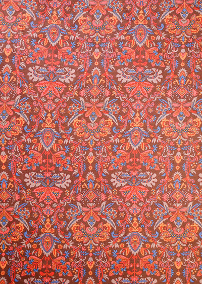 Brown Organza Fabric with All Over Traditional Print 14735