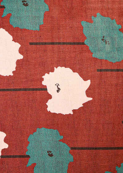Brown Organza Fabric with All Over Abstract Print 14752
