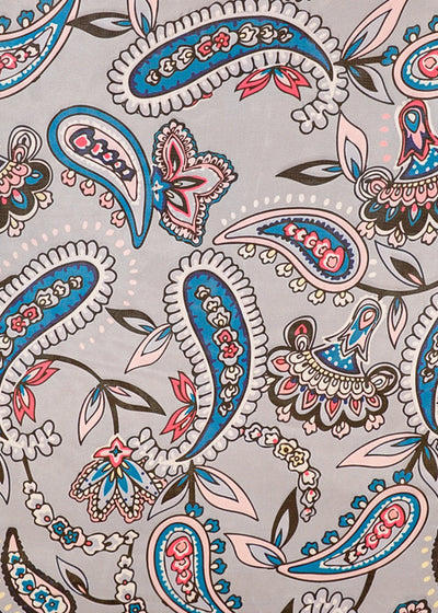 Grey Organza Fabric with All Over Traditional Print 14766