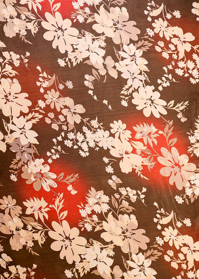 Warm Black Organza Fabric with All Over Floral Print 14785