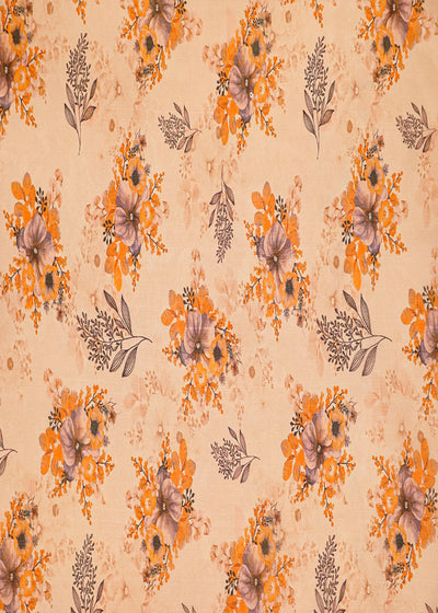 Cream Organza Fabric with All Over Floral Print 14786
