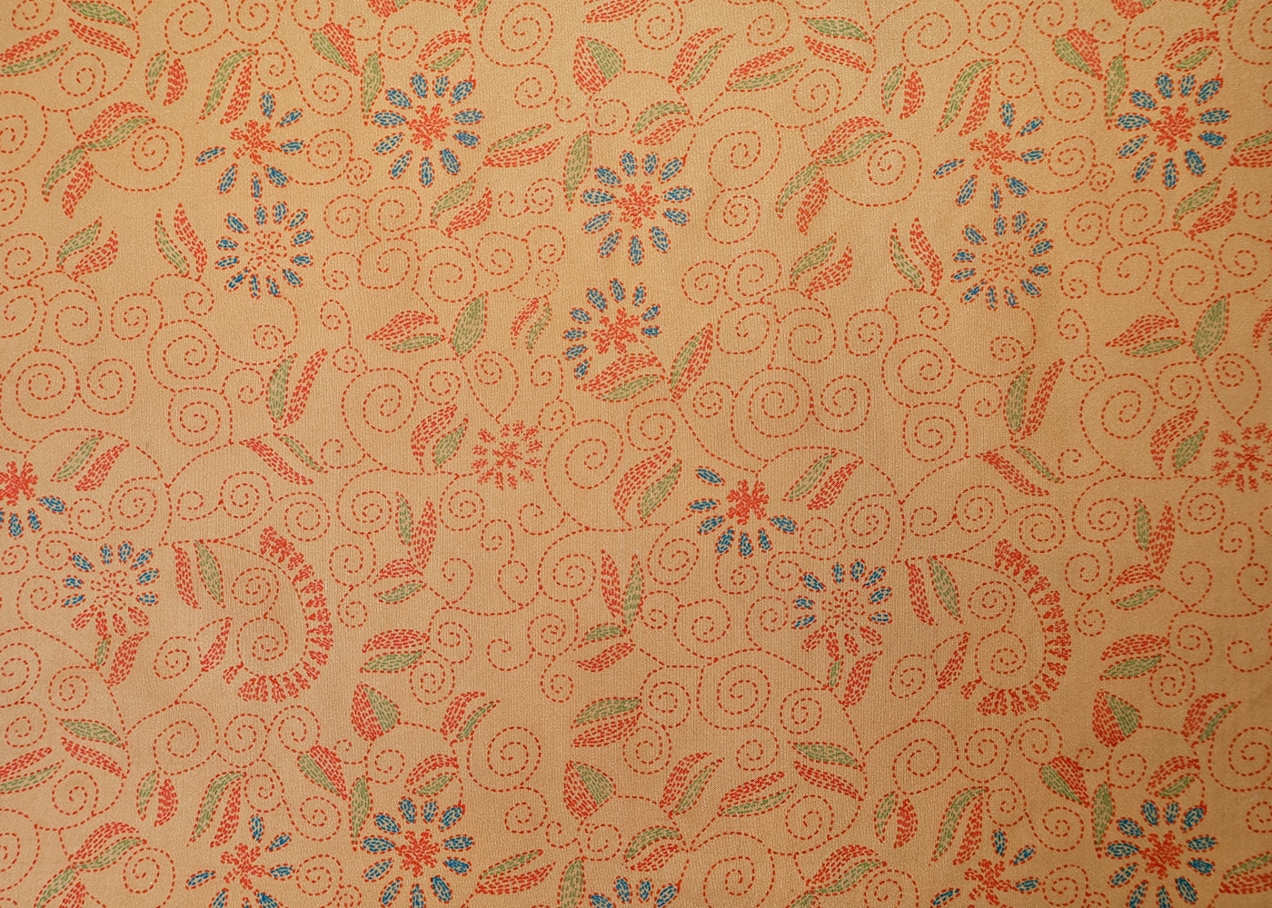 Beige Organza Fabric with All Over Traditional Print 14796