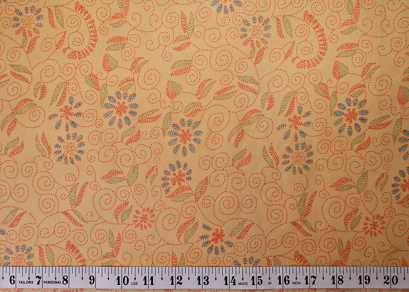 Beige Organza Fabric with All Over Traditional Print 14796