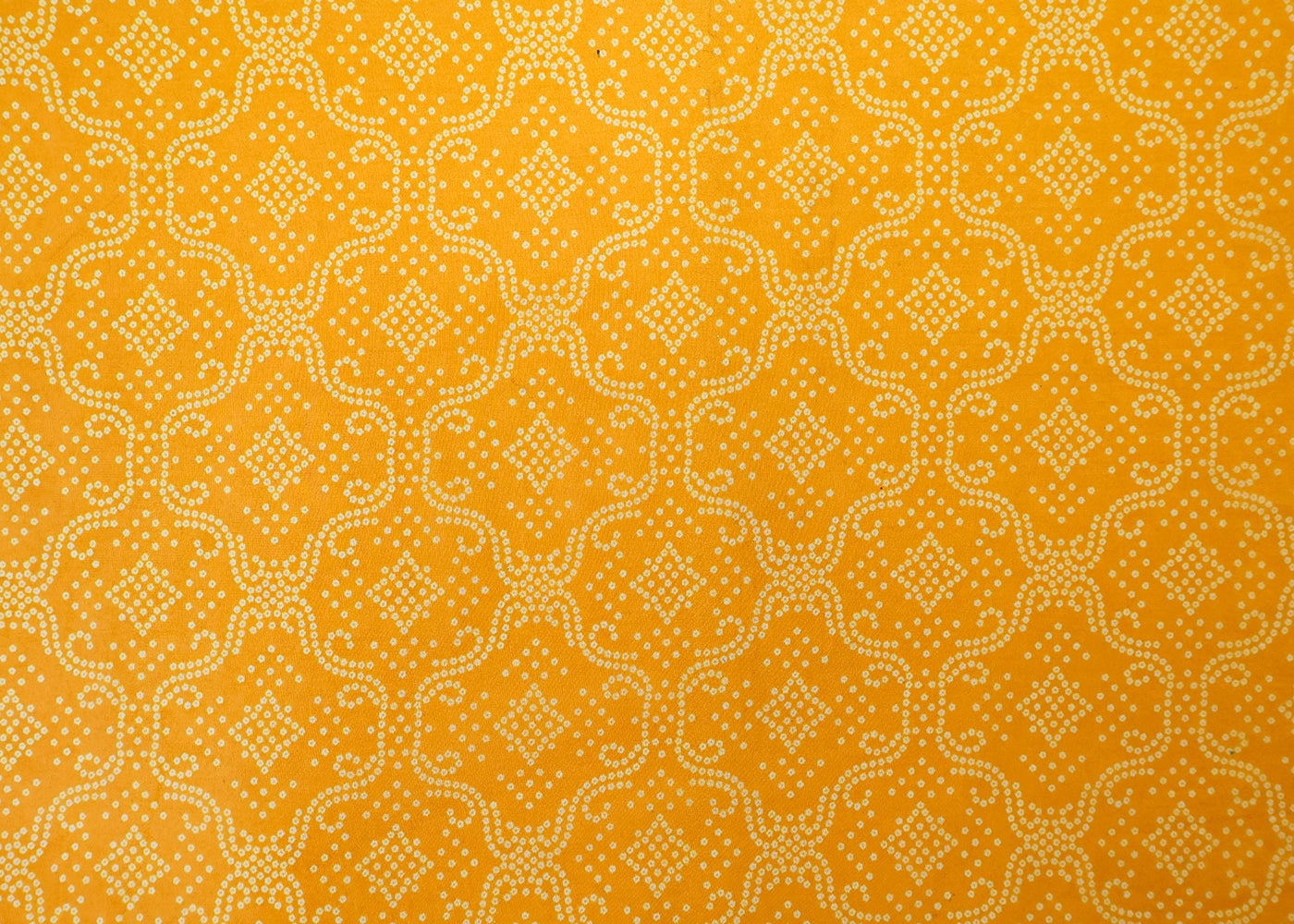 Mustard Organza Fabric with All Over Traditional Print 14797