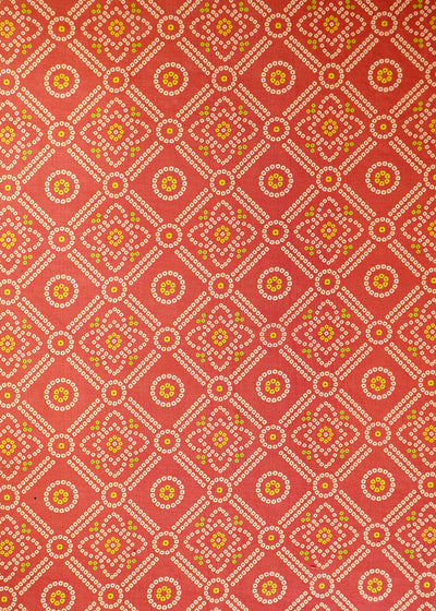 Old Rose Organza Fabric with All Over Traditional Print 14798
