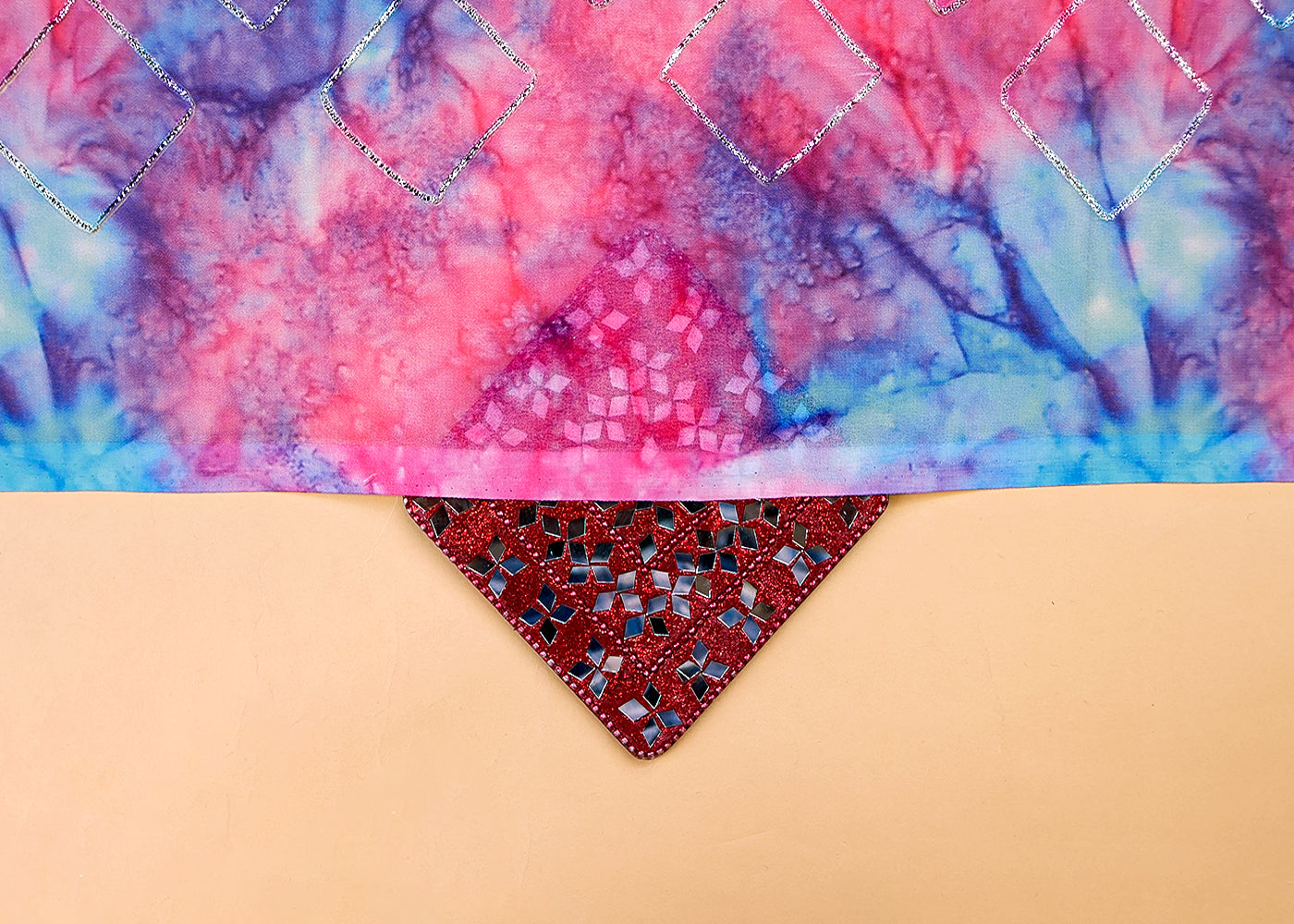 Multi- Colour Georgette Fabric with All Over Abstract Print and Gotta Patti Work 14841