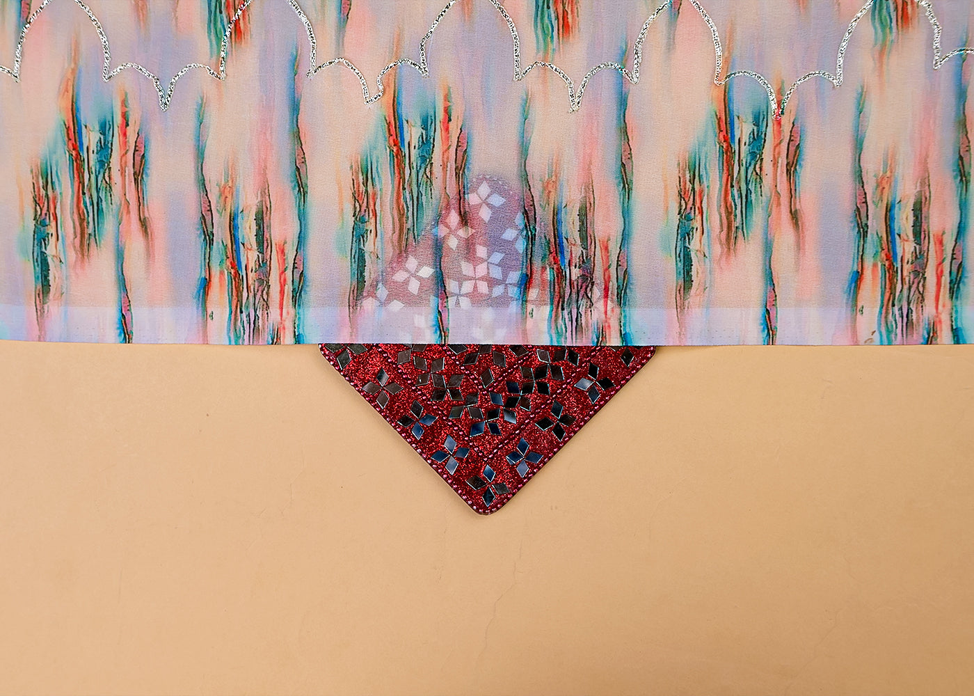 Multi- Colour Georgette Fabric with All Over Abstract Print and Gotta Patti Work 14847