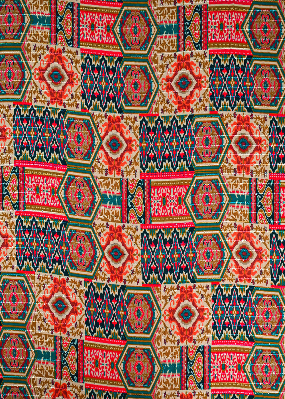 Multi Color Georgette Fabric With All Over Traditional Print, Thread And Sequins Work 14853