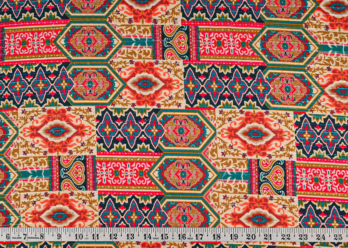 Multi Color Georgette Fabric With All Over Traditional Print, Thread And Sequins Work 14853