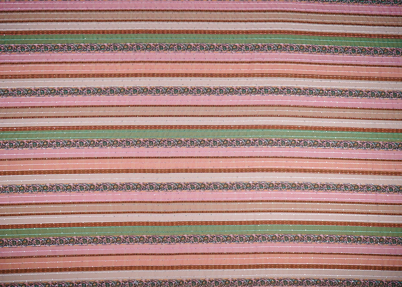Multi Colour Georgette Fabric With All Over Traditional Print 14854