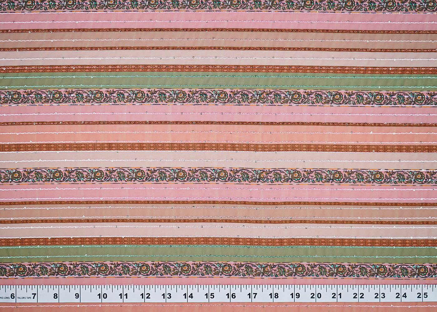 Multi Colour Georgette Fabric With All Over Traditional Print 14854