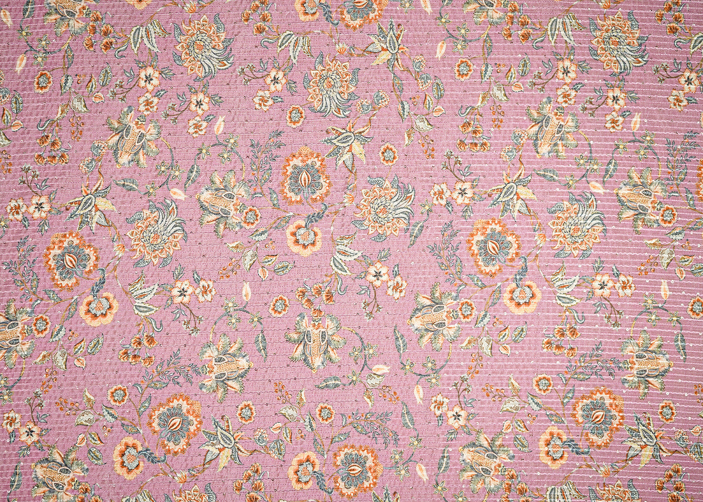 Mauve Chinon Chiffon Fabric With All Over Floral Print 14879