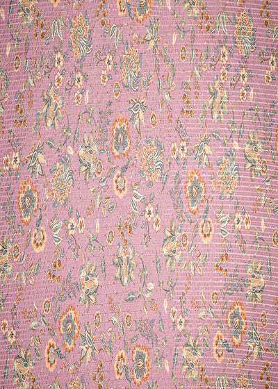 Mauve Chinon Chiffon Fabric With All Over Floral Print 14879