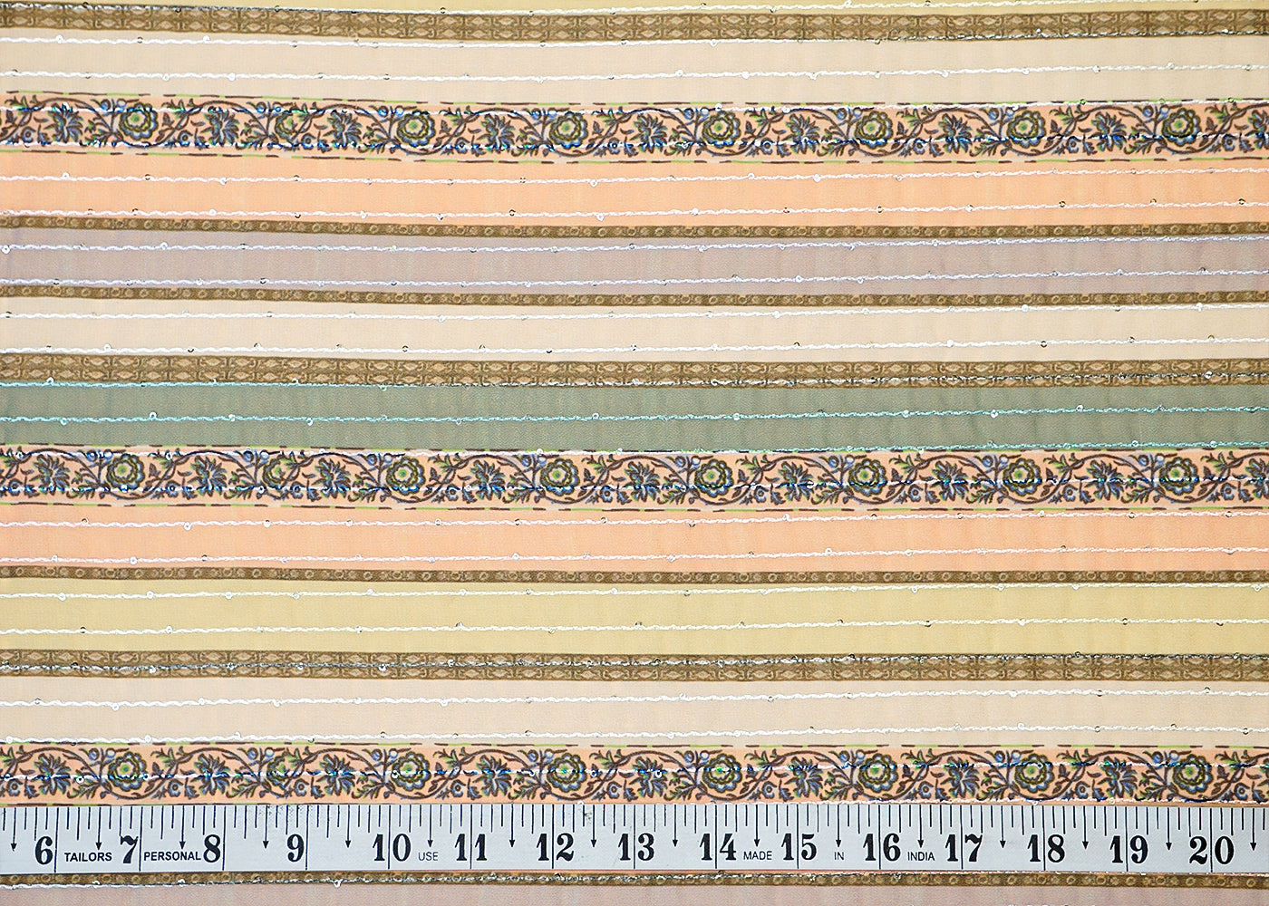 Multi Colour Georgette Fabric With All Over Traditional Print 14885