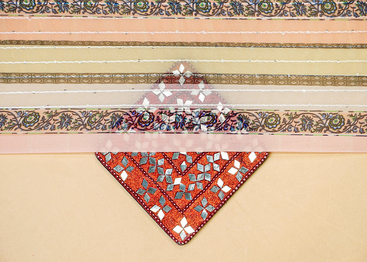 Multi Colour Georgette Fabric With All Over Traditional Print 14885