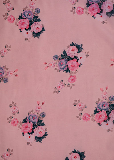 Onion Satin Organza Fabric with All Over Floral Print 14928