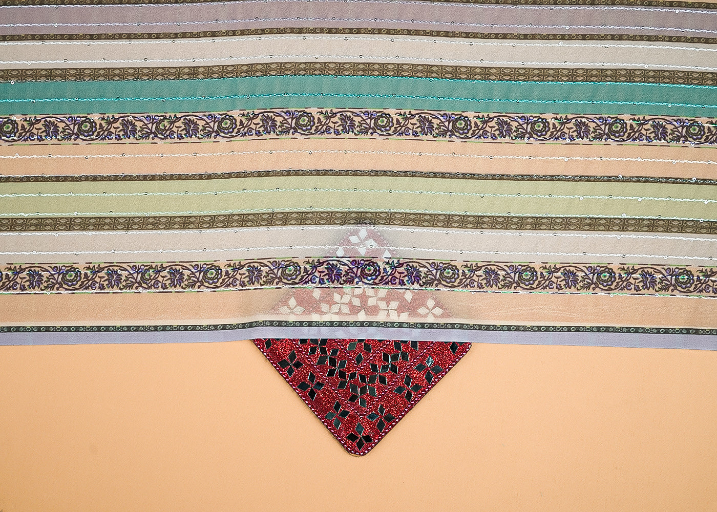 Multi Colour Georgette Fabric With All Over Traditional Print 14942