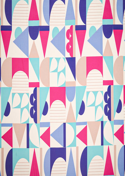 White Moss Crepe Fabric With All Over Abstract Print 14987