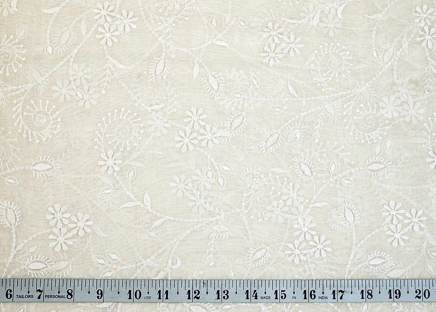 Dyeable Chanderi Fabric with All Over Thread Work Embroidery 15150