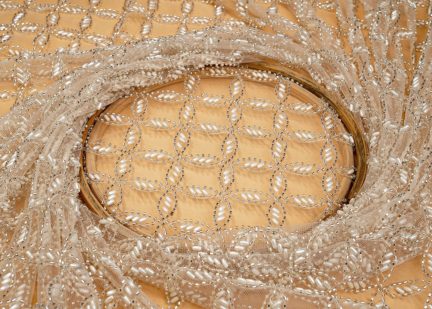 Cream Net All Over Katdana and Bead Work 15267