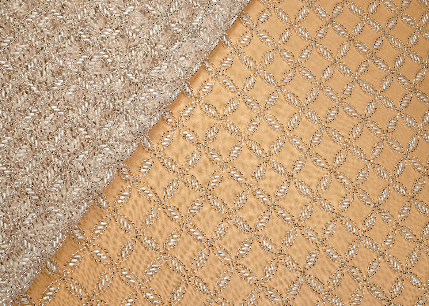 Cream Net All Over Katdana and Bead Work 15267