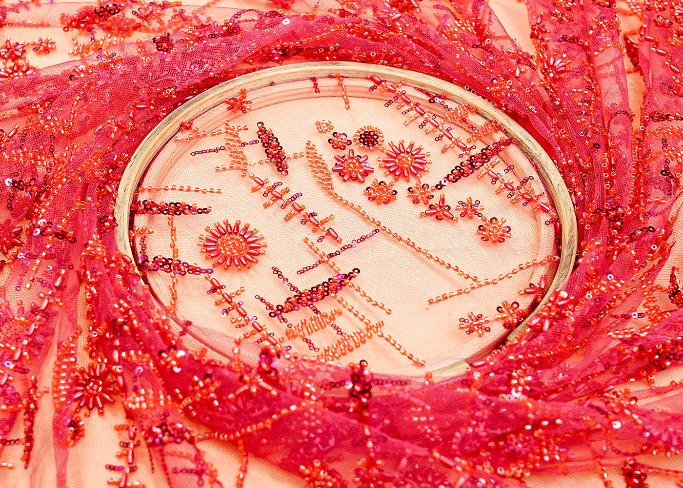 Rani Net Fabric with All Over Katdana, Bead, and Sequins Work 15291