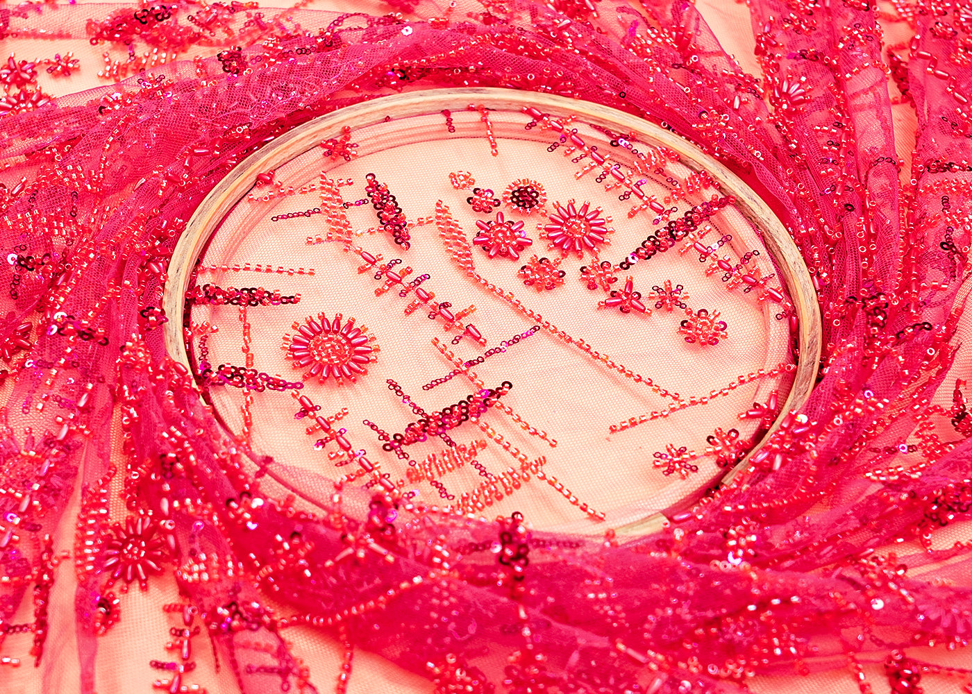 Rani Net Fabric with All Over Katdana, Bead, and Sequins Work 15291