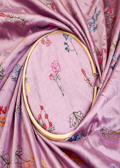 Onion Modal Muslin Fabric with All Over Thread Work 15340