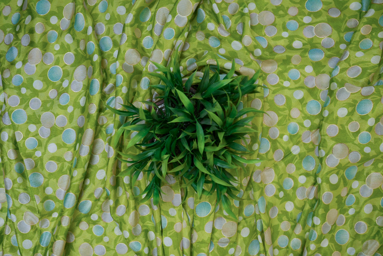 Parrot Green Abstract Digital Printed Chiffon Fabric