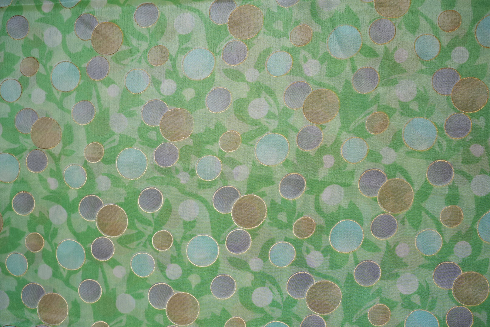 Light Green Abstract Digital Printed Chiffon Fabric