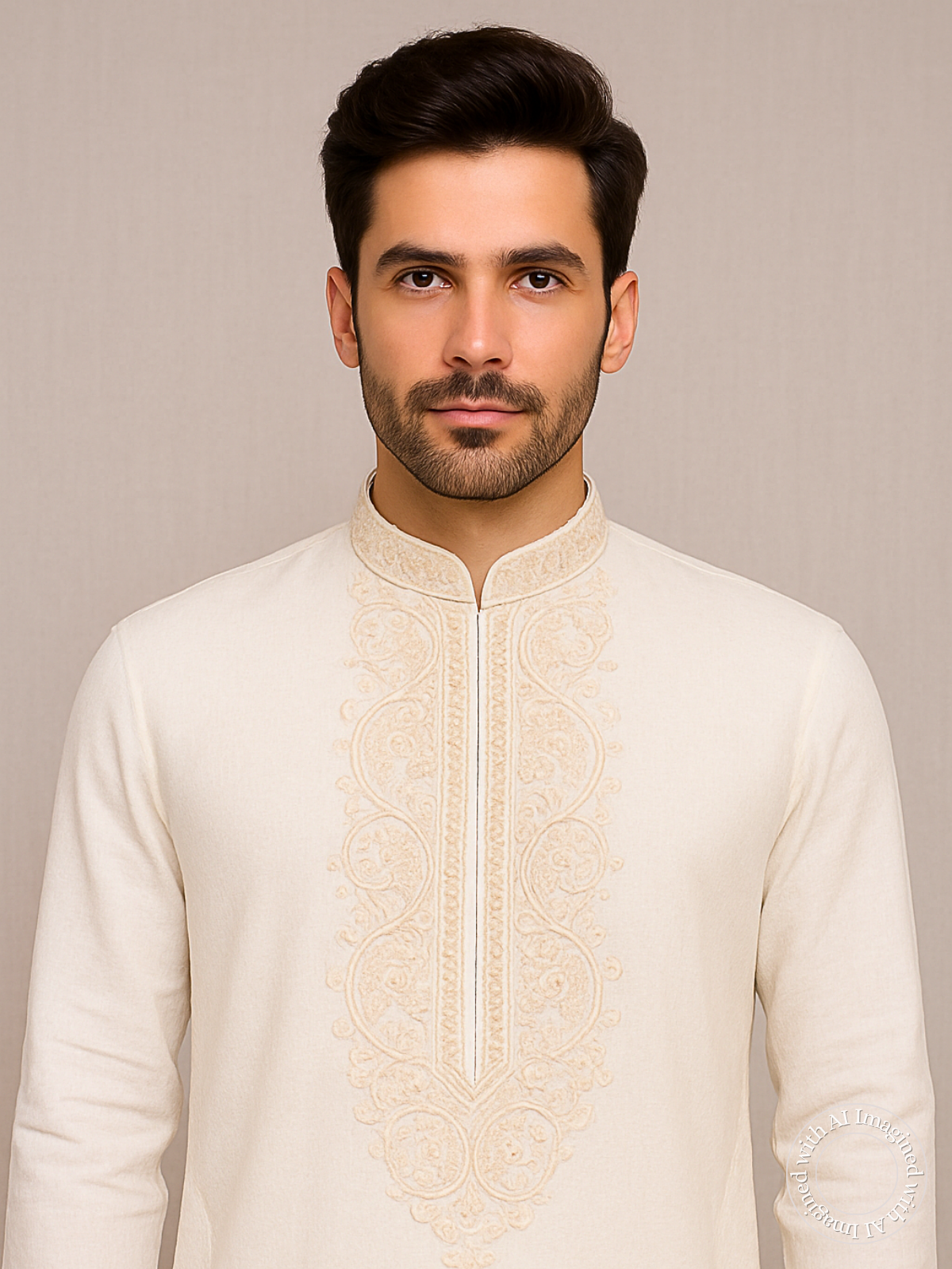 The Kohinoor – Unstitched Off White Kurta Fabric for Men 15405