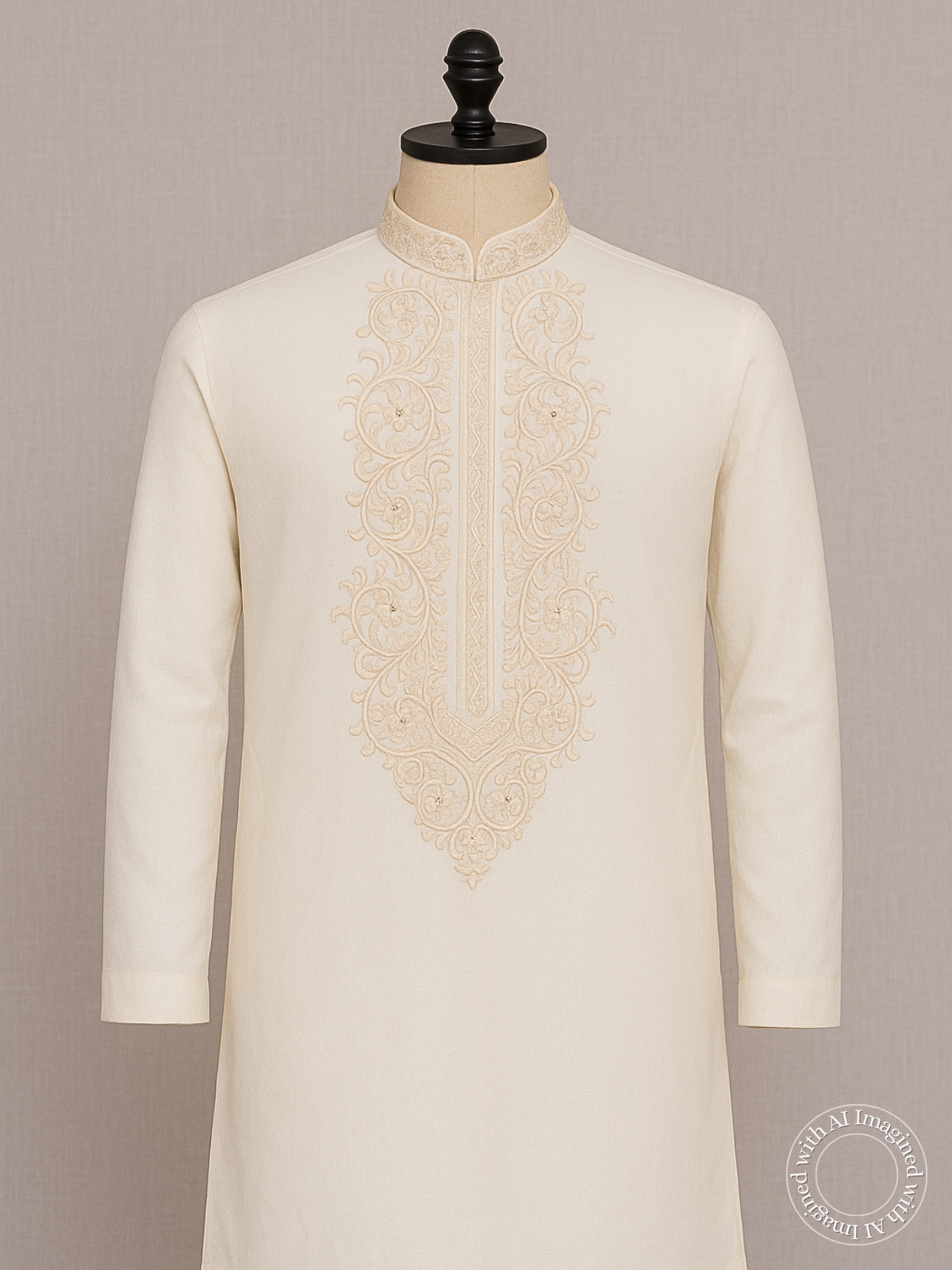 The Kohinoor – Unstitched Off White Kurta Fabric for Men 15405