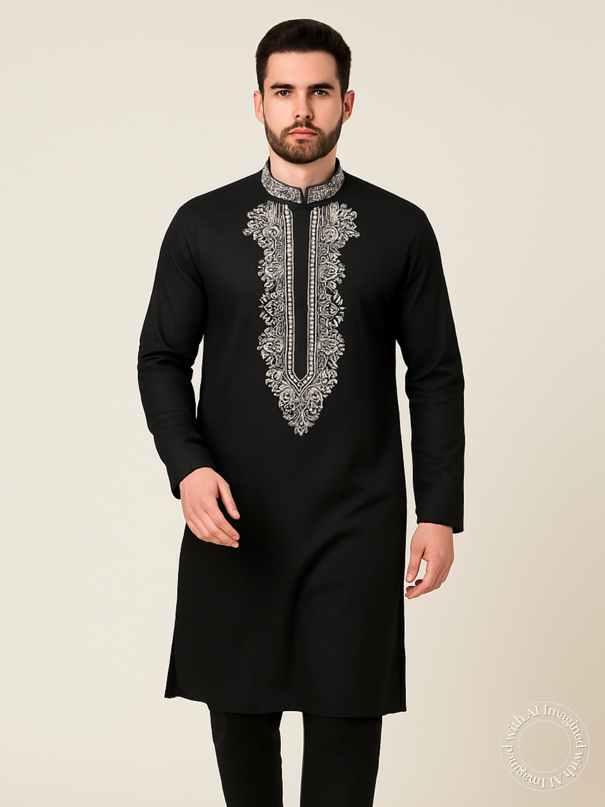The Kohinoor – Unstitched Black Kurta Fabric for Men 15409