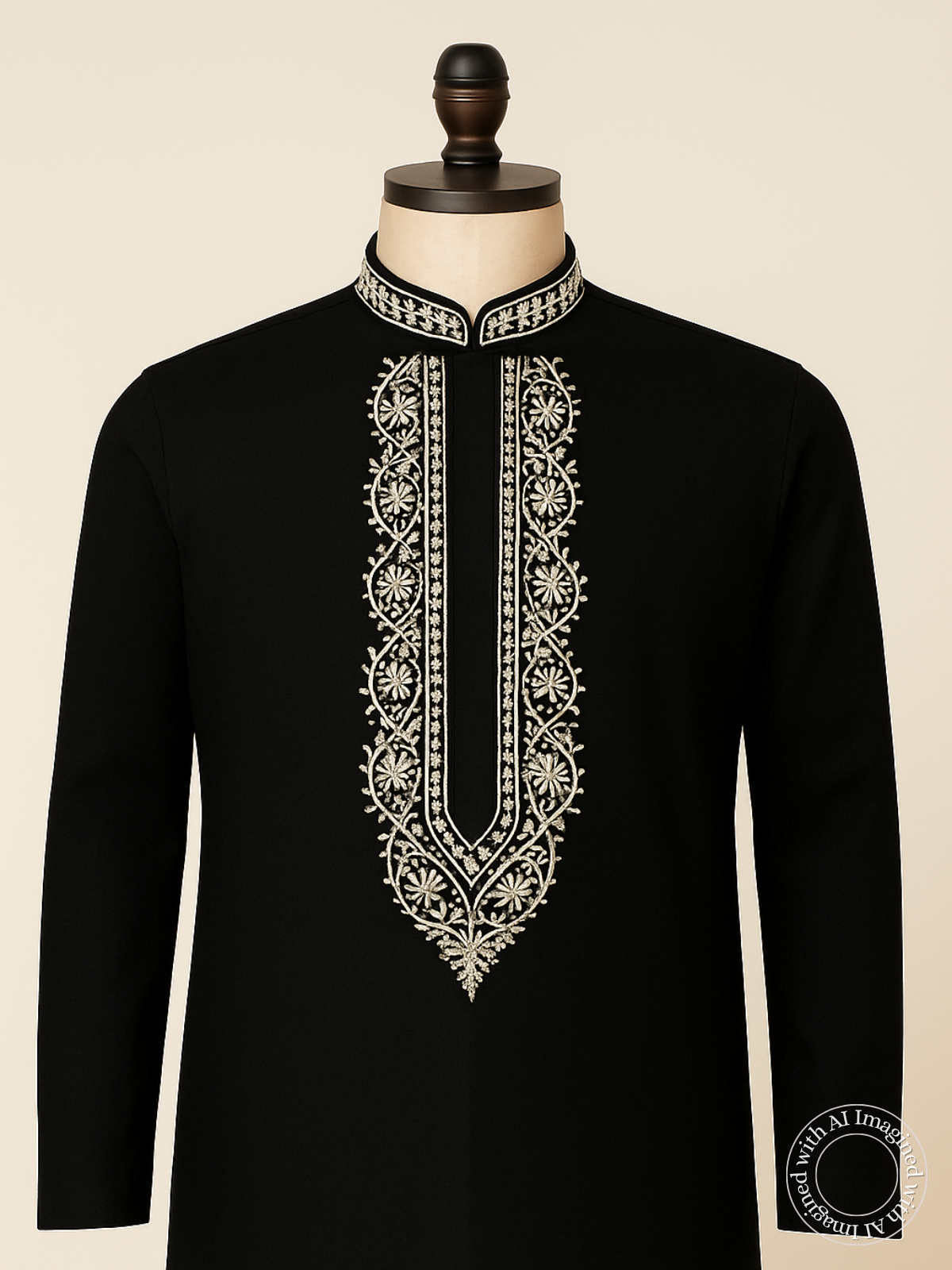 The Kohinoor – Unstitched Black Kurta Fabric for Men 15409