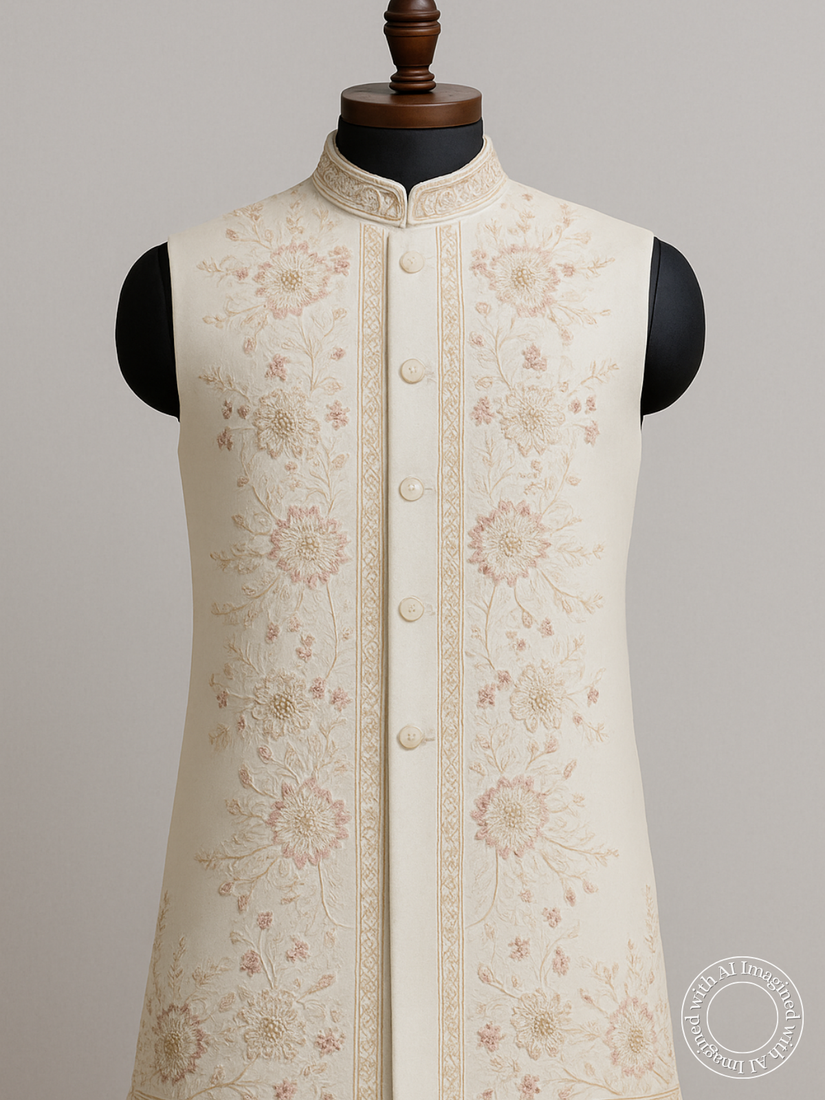 The Riwaayat – Unstitched Off White Nehru Jacket Fabric for Men 15411