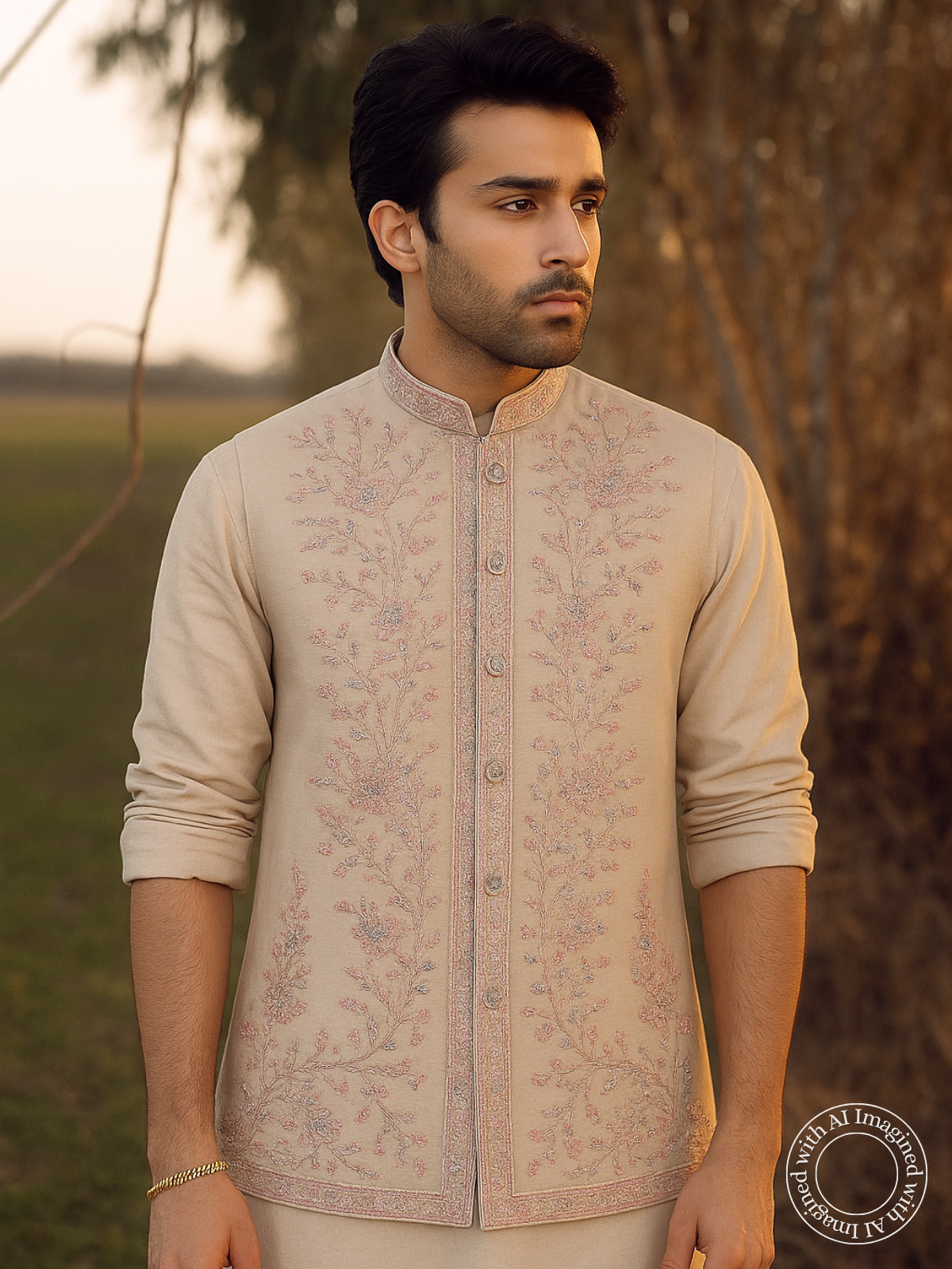 The Riwaayat – Unstitched Almond Nehru Jacket Fabric for Men 15413