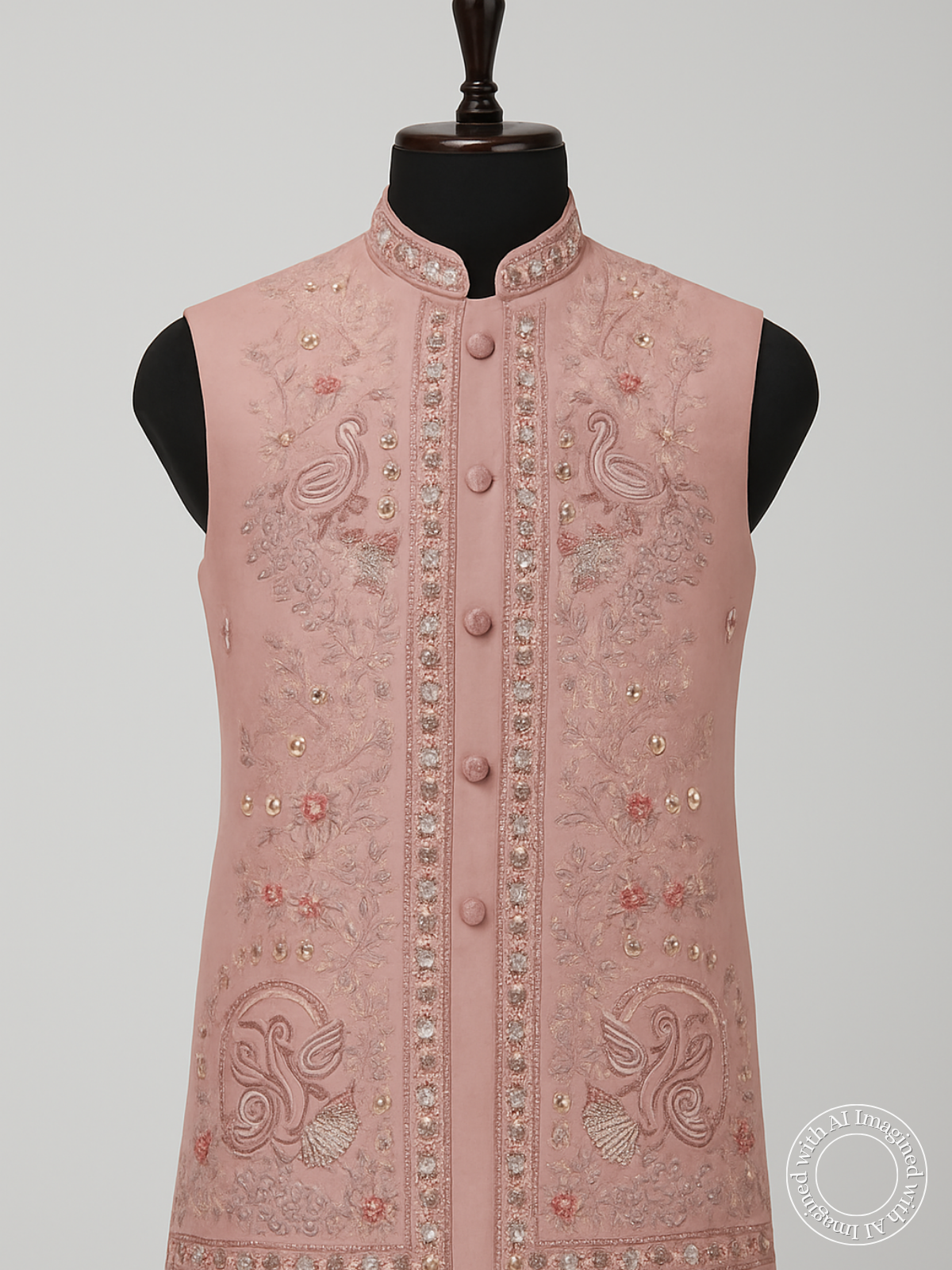 The Riwaayat – Unstitched Pastel Pink Nehru Jacket Fabric for Men 15415