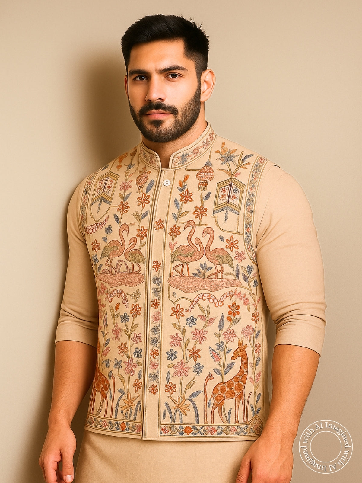 The Riwaayat – Unstitched Dusty Brown Nehru Jacket Fabric for Men 15417