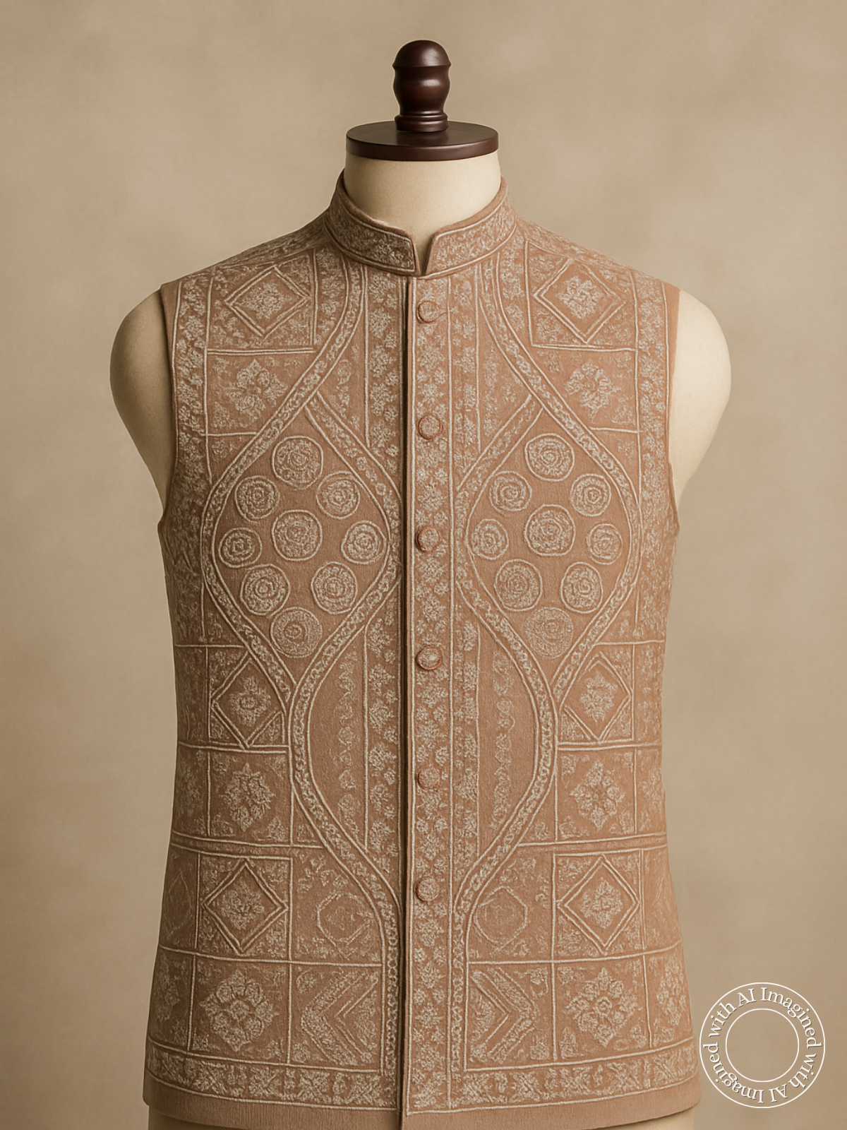 The Riwaayat – Unstitched Dusty Brown Nehru Jacket Fabric for Men 15420