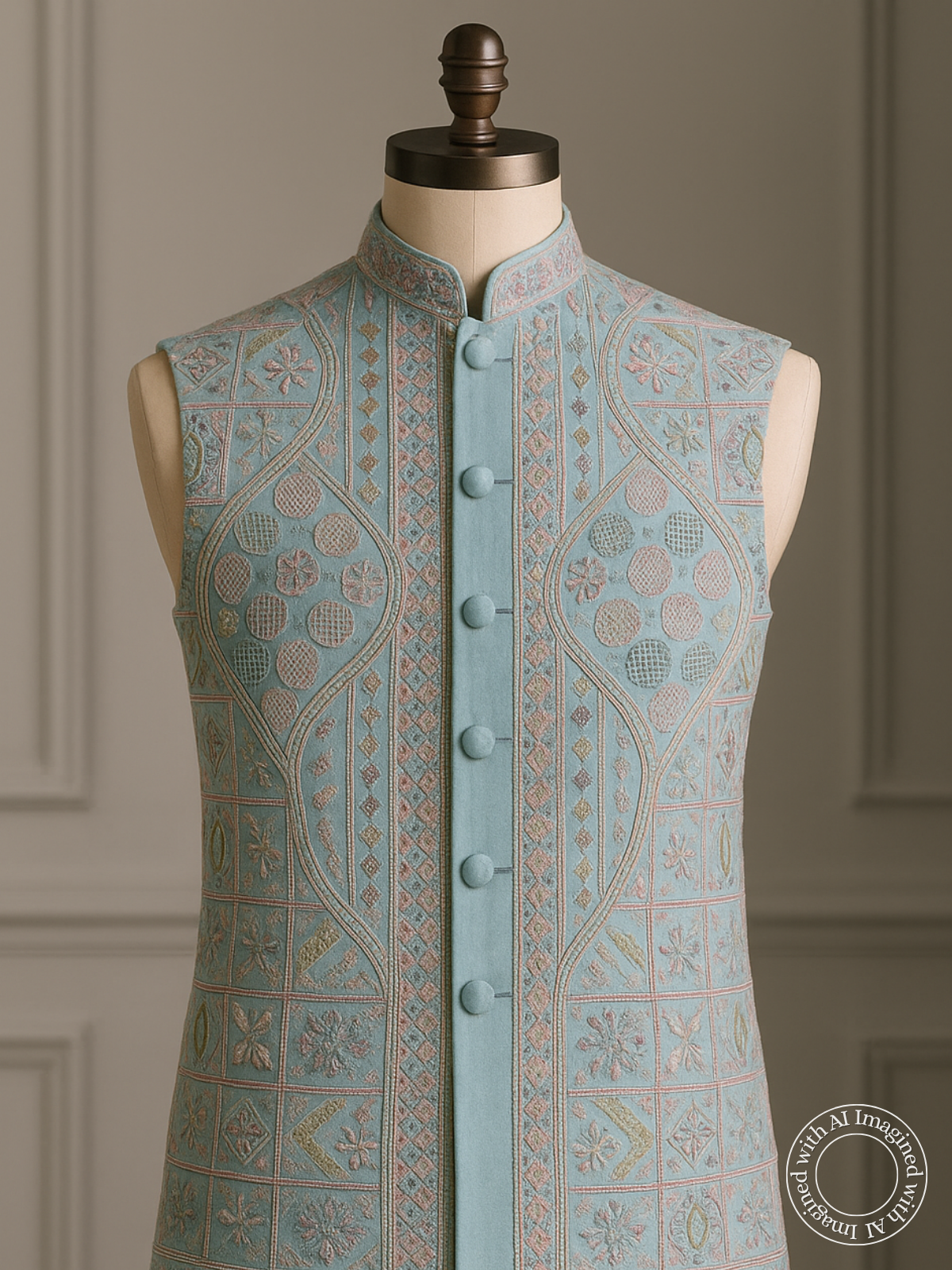 The Riwaayat – Unstitched Sky Blue Nehru Jacket Fabric for Men 15419