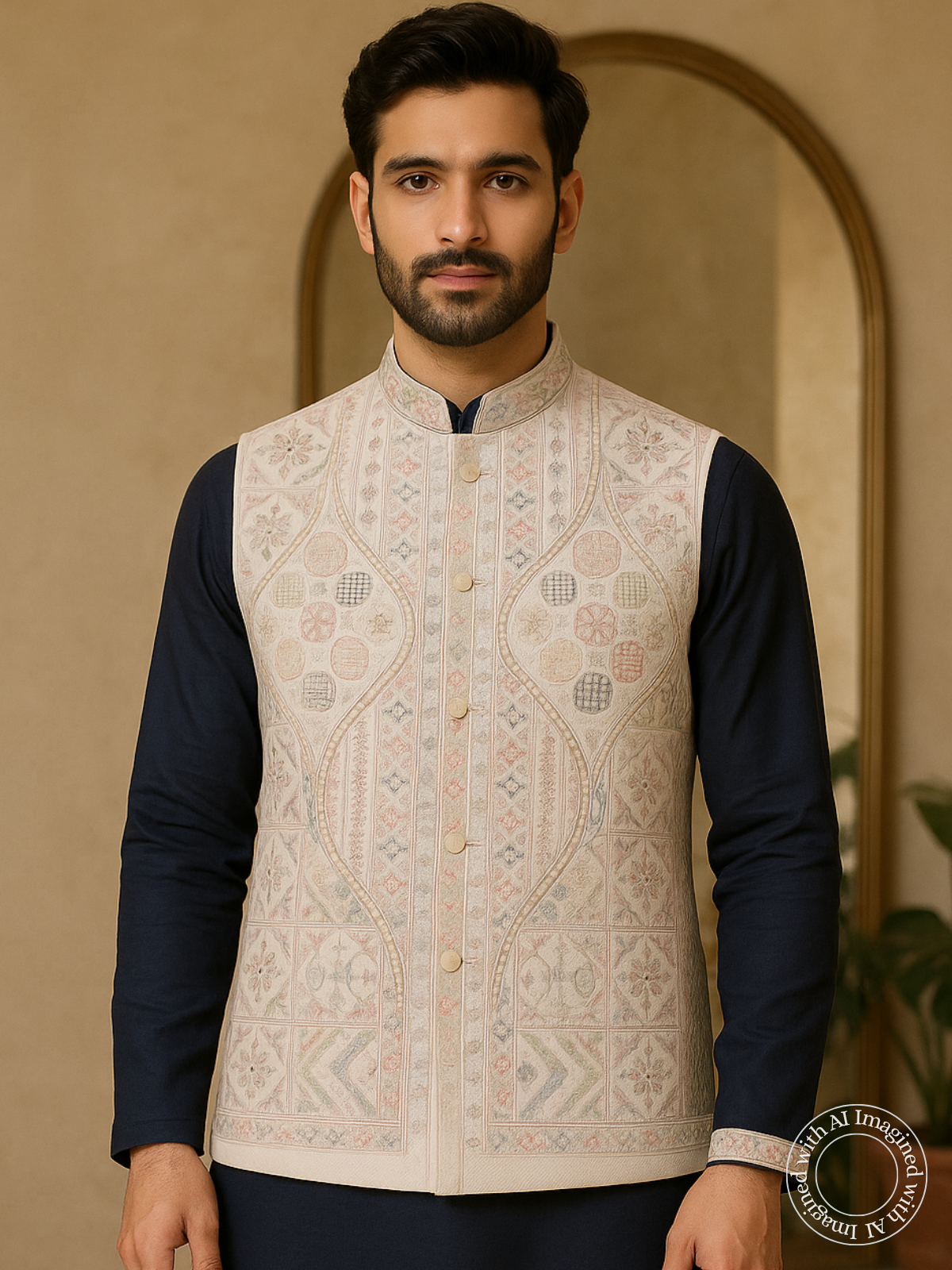 The Riwaayat – Unstitched White Nehru Jacket Fabric for Men 15421