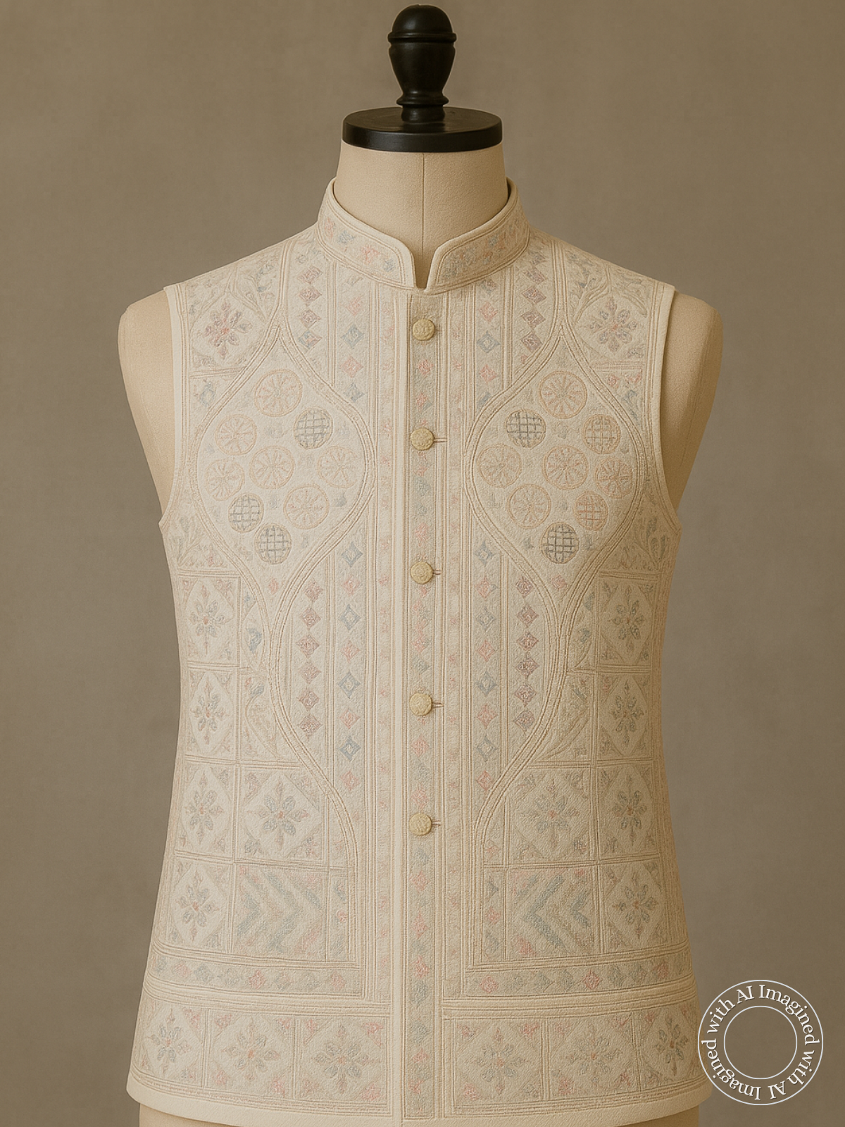 The Riwaayat – Unstitched White Nehru Jacket Fabric for Men 15421