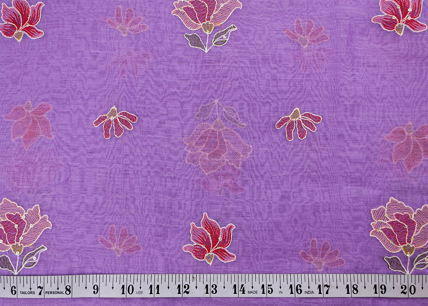 Sea Green Chanderi Fabric with Floral Buti of Thread and Sequins 15433