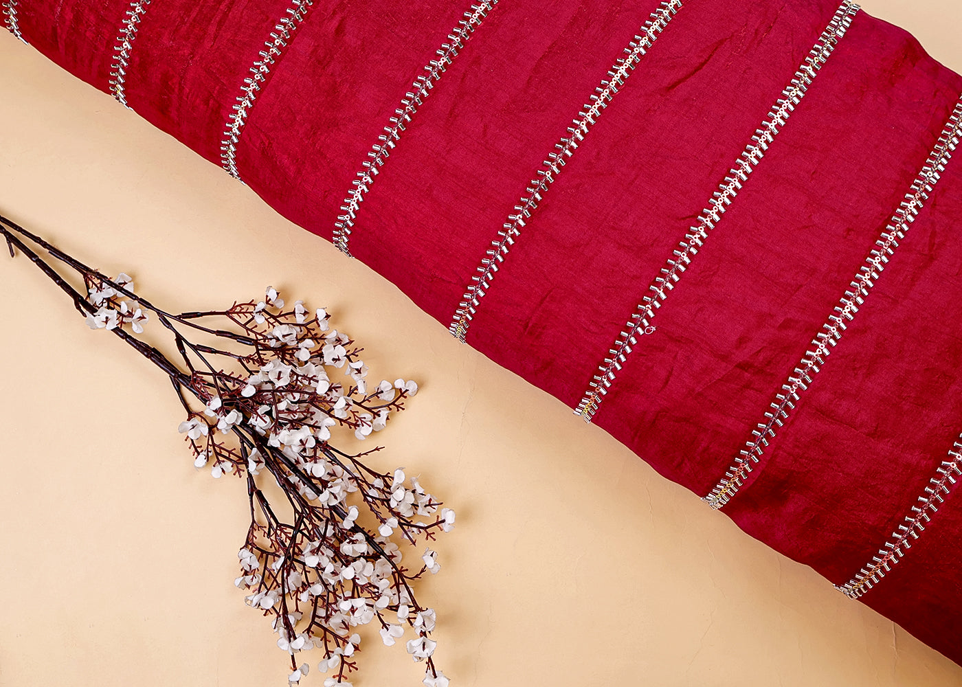Rani Diamond Silk Fabric with All Over Katdana and Sequins Stripes 15459