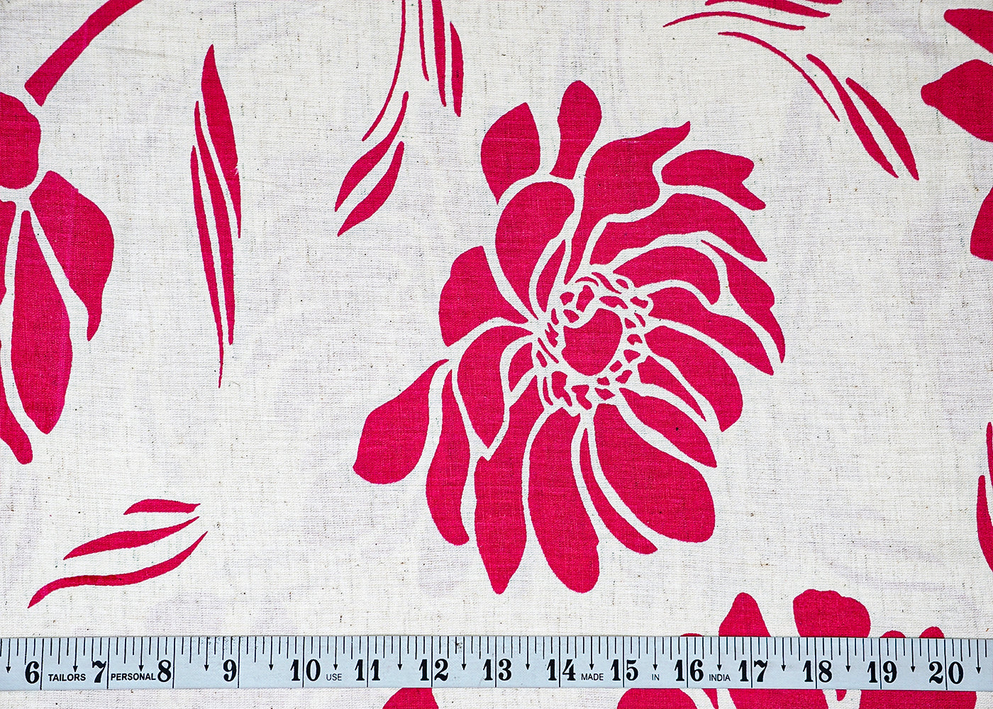 Pink Cotton Flex Fabric with Hand Block Allover Floral Print 15481