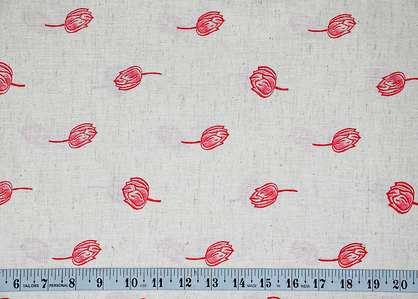 Pink Cotton Flex Fabric with Hand Block Allover Floral Print 15482
